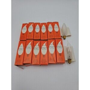 VTG Murray Feiss Lot Of 12 Caldelabra 130v 25w Frost & Clear No. 125 Light Bulbs